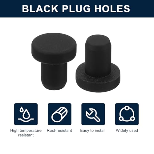 uxcell 32 Pieces Black Rubber Stopper, 4.5mm Plug Holes for 4-4.3mm/0.16-0.17" Hole - size: 4-4.3 mm