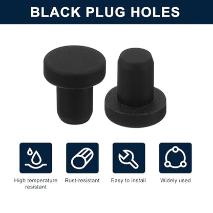 uxcell 32 Pieces Black Rubber Stopper, 4.5mm Plug Holes for 4-4.3mm/0.16-0.17" Hole - size: 4-4.3 mm
