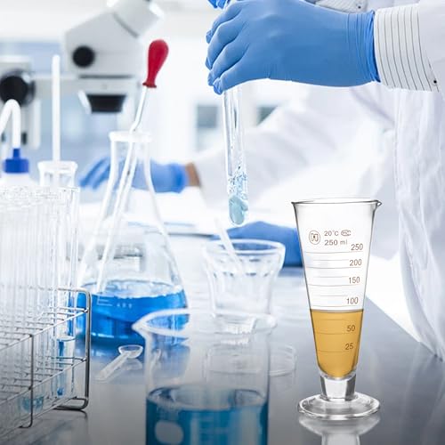Professional Lab Graduated Measuring Cup with Spout 250ml Wide Mouth Glass Conical Beaker Thickened Borosilicate Beaker Heat Resistant (250ml) Transparent - size: 250ml
