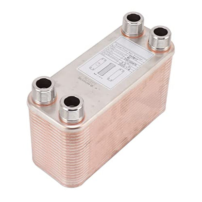 Pssopp Stainless Steel Plate Heat Exchanger, 304 30 Plates Brazed Copper Wort Chiller 1/2 NPT for Homebrew Beer Cooling System