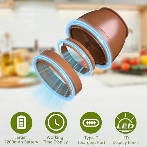 FUTUREZEN Electric Mason Jar Vacuum Sealer Kit for Regular & Wide Mouth Canning Jars, 3-in-1 Handheld Automatic Sealing Machine Kit for Food Storage & Fermentation, Includes Lids, Opener, USB-C Cable - color: Brown
