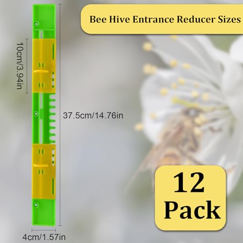 12 Pack Bee Hive Entrance Reducer for Beekeeping Bee Hive Nuc Box Entrance Gates Plastic Mouse Guard for Beehive Adjustable Beehive Entrance Gate Beekeeping Supplies Beehive Tool, Length 14.76 Inch - size: Entrance Reducers-12 Pack