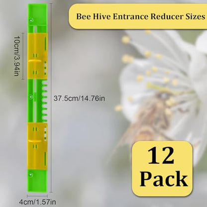12 Pack Bee Hive Entrance Reducer for Beekeeping Bee Hive Nuc Box Entrance Gates Plastic Mouse Guard for Beehive Adjustable Beehive Entrance Gate Beekeeping Supplies Beehive Tool, Length 14.76 Inch - size: Entrance Reducers-12 Pack