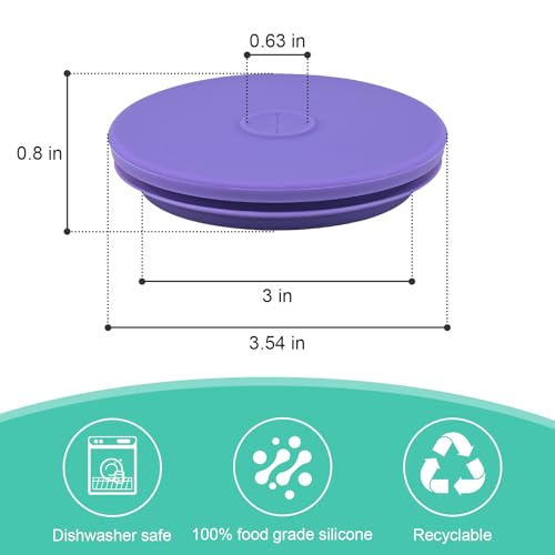 Wide Mouth Mason Jar Fermentation Lids – Silicone Fermenting Caps with Waterless Airlock, Self-Burping Fermenter Tops for Pickles, Kimchi, and Probiotic Foods, 3 Pack Purple (Jars Not Included) - color: Purple