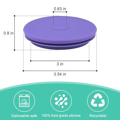 Wide Mouth Mason Jar Fermentation Lids – Silicone Fermenting Caps with Waterless Airlock, Self-Burping Fermenter Tops for Pickles, Kimchi, and Probiotic Foods, 3 Pack Purple (Jars Not Included) - color: Purple