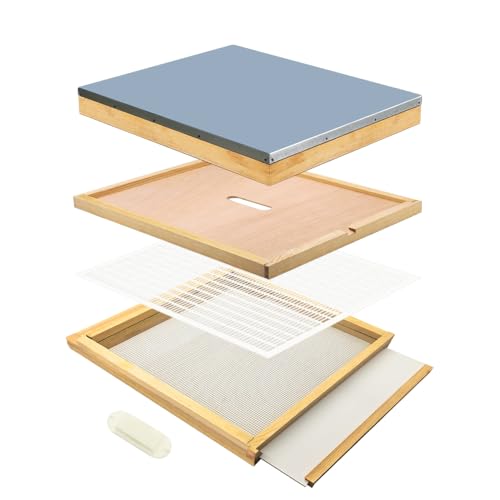 10 Frame Langstroth Beehive Parts Kit Includes Telescoping Top Cover,Oval Bee Escape,Inner Cover,Screened Bottom Board,Entrance Reducer& Queen Excluder,Dipped in Beeswax