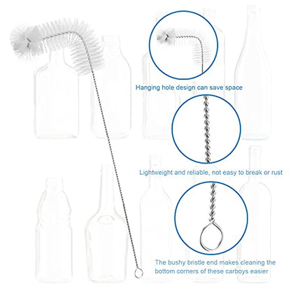 Honeydak 2-Pack 30 Inch Carboy Brush, Nylon & Steel, L-Shape, Clear, 76cm, Wine Making & Beer Brewing, Glass Carboy Cleaning Brush