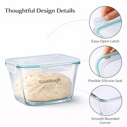 2.6L/88 oz Sourdough Starter Jar, Large Glass Jar with Airtight Lid, Sourdough Bread Baking Supplies, Sour Dough Starter Tools Kit, Wide Mouth Fermentation Jar, Kitchen Food Storage Container