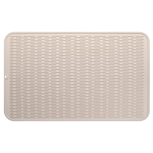 MicoYang Silicone Dish Drying Mat for Multiple Usage,Easy clean,Eco-friendly,Heat-resistant Silicone Mat for Kitchen Counter or Sink,Refrigerator or Drawer Liner Tapioca 3XL 28 inches x 18 inches - color: Tapioca, size: 28"L x 18"W