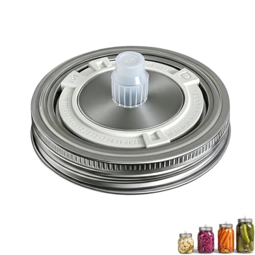 Stainless Steel Fermentation Lids with Date Tracker & Airlock for 16/24/32/64Oz Wide Mouth Mason Jars, Food Grade Stainless Steel Fermentation Kit for Pickling, Kimchi, Kombucha & Sauerkraut (1PCS) - color: 1PCS