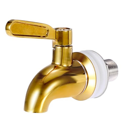 BTSKY Stainless Steel Beverage Dispenser Replacement Spigot Fits 16mm（5/8 inch）Opening - No Lead Dispenser Replacement Faucet, Polished Finish, Gold - color: Gold