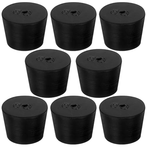 8Pcs Solid Rubber Stopper Bungs - 27MM to 34MM Rubber Tapered Plug Flexible Durable Test Tubes Bungs with Hole, Easy to Insert & Remove for Lab Apparatus Home Flask - color: 27mm to 34mm