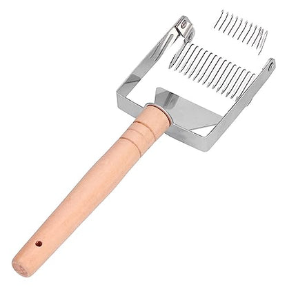 Honey Uncapping Fork Honey Cutting Fork Uncapping Scraper Double Head Scraper Comfortable Handle Beekeeping Tool for Beehive Recessed Areas Collection (Double-Ended Wooden Handle) - size: Double-ended wooden handle