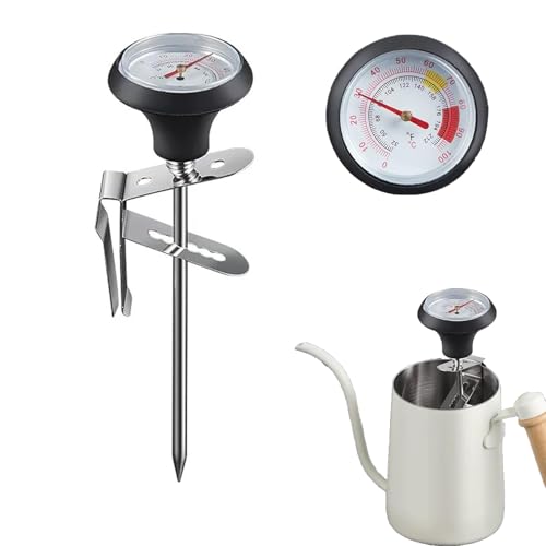 Instant Read Coffee Thermometer with 1.5-Inch Dial & 5.3-Inch Probe, Ideal for Coffee Drinks and Chocolate Milk Foam, Precision Temperature Measuring Tool