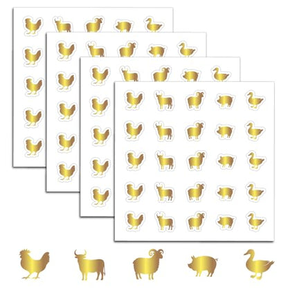 500Pcs Food Choice Stickers Gold Menu Stickers Chicken Sheep Cow Pork Duck Pattern 0.8 Inch Golden Wedding Meals Indicator Decals Plastic Waterproof Labels for Place Cards Party Supplies - color: Gold-1