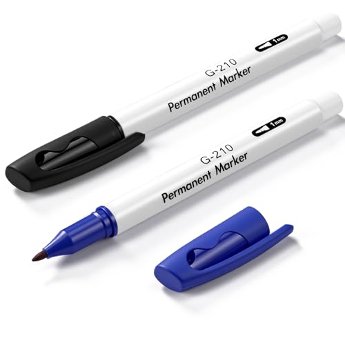 2 Pcs Freezer Permanent Markers Waterproof Fast Drying Labels Pens 1.0mm Chisel Fine Point Tips for Food Labels Fridge Freezer Storage Kitchen Lab Use General Organization(Black and Blue) - color: Black and Blue