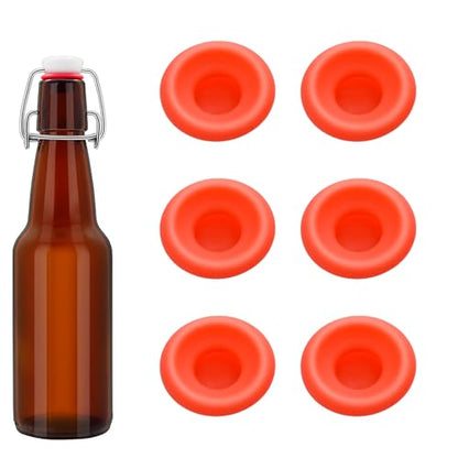 6 Pieces Silicone Rubber Gaskets Washer for Swing Flip Bottle Hat Shaped Swing Top Washers Leak-proof Seal Gasket Replacements for Home Brew Beer Soda Bottle Sealing (Red Full Cover) - color: Red Full Cover