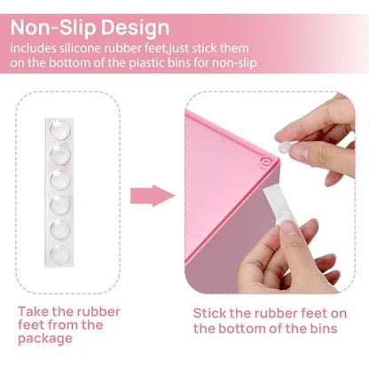 Vtopmart 4 Pack Small Clear Stackable Storage Drawers, Acrylic Bathroom Makeup Organizer, Plastic Storage Bins for Vanity, Undersink, Kitchen Cabinets, Pantry, Home Organization,Pink - style: 4pack-Pink