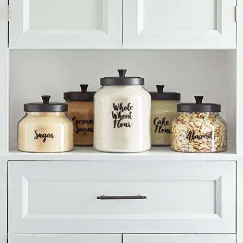 Talented Kitchen Labels for Food Containers - 135 Count, Preprinted Black Cursive on Clear Backing, Water-Resistant - Pantry & Kitchen Storage Labels for Jars & Bins - Easy Peel & Stick