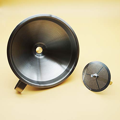 304 Stainless Steel Kitchen Funnel Wide Mouth with Collapsible Strainer Filter for Transferring Wine,Juice,Milk,Dry Powder Ingredients (Funnel 5 inch) - color: funnel 5 inch