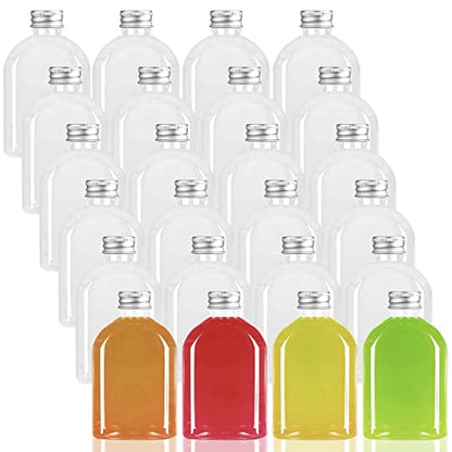Plastic Bottles with Caps,24 Pack Clear Juice Bottles Flask Bottle Reusable Mini Beverage Container,Clear Bulk Drink Containers with Lids for Juicing, Smoothie, Drinking and Other Beverages (4 Oz)