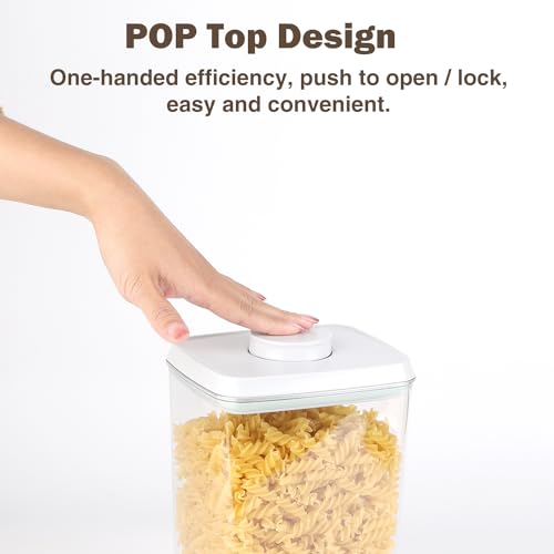 Melovom 4 Pcs Large Pop Airtight Food Storage Containers Set with Lids, 4.2Qt/4L Food Containers with Scoop, Kitchen Pantry Organization and Storage, BPA Free Stackable Cereal Container (4 * 4.2Qt) - color: gray, 4*4.2Qt