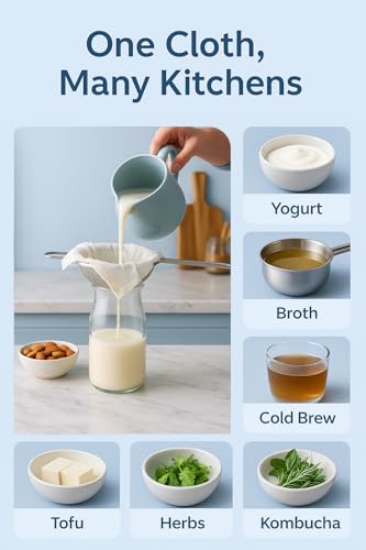 12 Pcs Cheesecloth for Straining 20x20 Inch – Reusable Grade 100 Muslin Cloth, Ultra-Fine 56x42 Weave, 100% Unbleached Cotton with Hemmed Edges, Cheese Cloth Strainer for Yogurt, Nut Milk & Baking - size: 12 PCS - 20x20 Inch