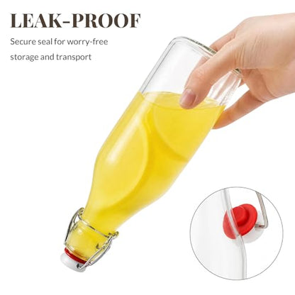 Swing Top Glass Bottles 8 oz with Flip Airtight Lids,8 Pack | Glass Brewing Bottles with Rubber Seal Stopper Caps for Kombucha, Beverages, Oil, Vinegar, Water, Juice