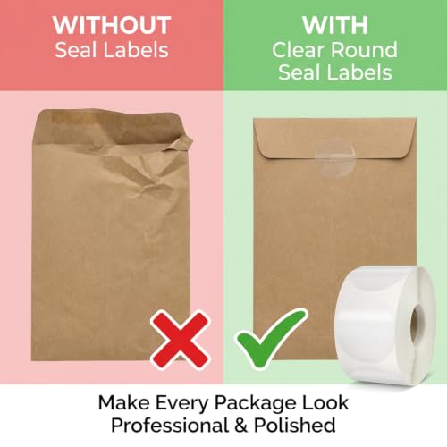 500pcs Transparent self-Adhesive Stickers, 2.5cm Diameter - Perfect for DIY Gift Wrapping & Packaging, Durable PET Material, Ideal for Sealing Gift Boxes, Gift Packages - color: 500pcs Clear Round Labels