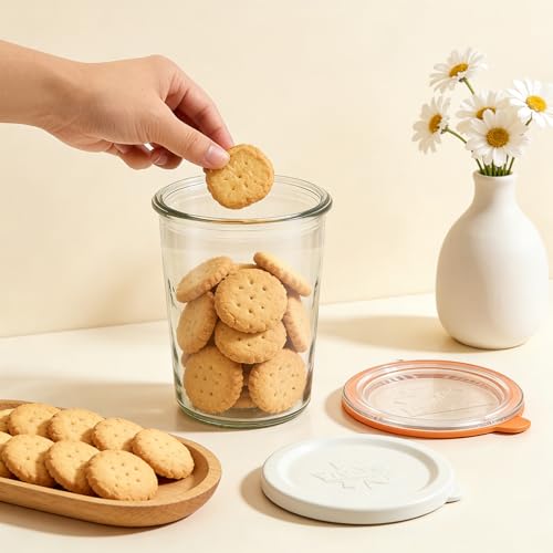 2 Pack Sourdough Starter Jar,27oz Glass Storage Containers with Glass Lids &Plastic Lids,Airtight Wide Mouth Jars for Pickling,Overnight Oats,Salad