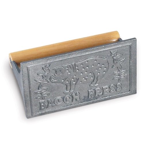HIC Kitchen Bacon Press, Heavyweight Cast Iron, Rectangular With Wood Handle, For Stovetop Grill And Griddle (Pack of 12) - size: 6.75 x 4 x 3.25 inches (Pack of 12), style: Rectangle