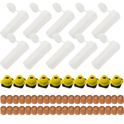 Bee Queen Rearing Cup Kit for Beekeeping, Plastic Cell Cup System with Cage for Grafting Larvae Breeding and Hive Management Tools