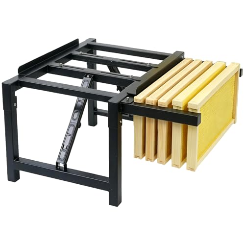 Adjustable Metal Hive Stand Hive Frame Holder with Adjustable Length Black Metal Beehive Stand Easy to Assemble Bee Stand for Beekeeping - size: 1 PCS