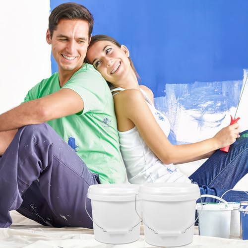 Operitacx Abs Paint Bucket Plastic Paint Container with Lid and Handle White 1 Gallon Easy to Carry Multipurpose Storage Bucket and Pigment for Home Use
