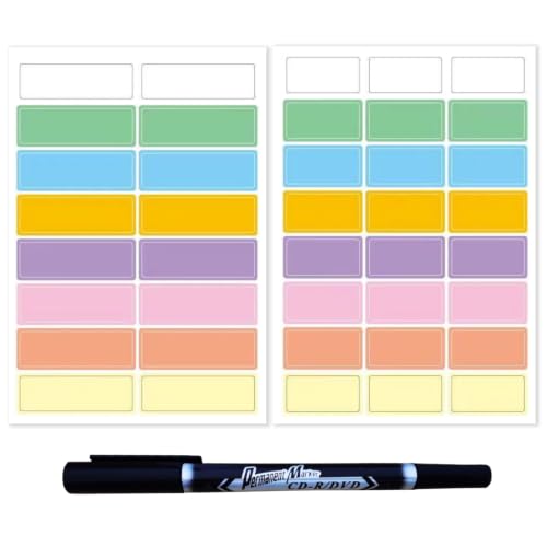 Assorted Colors Waterproof Removable Labels - 400PCS with Pen Adhesive Name Label Stickers for Water Bottles,Baby Daycare,Kids School Supplies,Home Office Organization - size: Name Labels