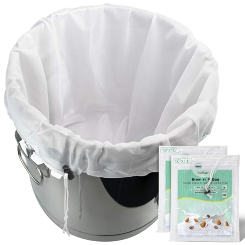 Brew Bags Reusable 2 Pack 16"×11"/18"×16" Fine Mesh Bag for Beer | with Drawstring for Fruit Cider Apple Grape Wine Press Drawstring Straining Brew in a Bag - size: 2 pack-16"×11"/18"×16"