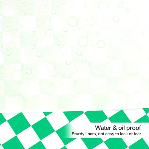 100pcs Deli Paper Sheets 12x12", Premium Food Basket Liners, Grease Resistant Wax Paper Sheets for Food, Classic Checkered Sandwich Wrapping Paper (Green & White) - color: Green & White