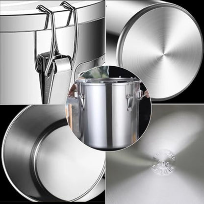 304 stainless steel food storage containers with lids lock clips airtight container large airtight for rice flour sugar grain coffee bean storage containers Kitchen jar (8.72gal/33L) - size: 8.72gal