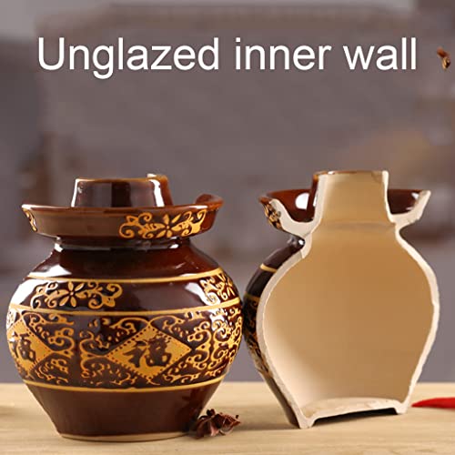 ZHOUXIAO China Fu Pickle Jar Ceramic Jar with Lid,Traditional Chinese Fermentation Kit Crock with Water Seal Airlock Lid, Fermentation Jar for Kimchi,Sauerkraut,Kombucha Jar 3KG