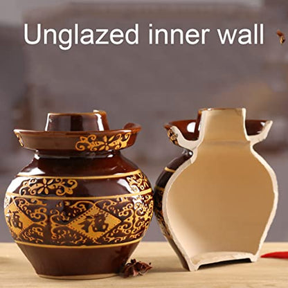 ZHOUXIAO China Fu Pickle Jar Ceramic Jar with Lid,Traditional Chinese Fermentation Kit Crock with Water Seal Airlock Lid, Fermentation Jar for Kimchi,Sauerkraut,Kombucha Jar 3KG