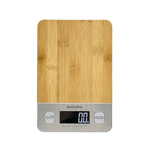 Bamboo Platform Digital Kitchen Scale - for Food Coffee Lab - LCD Display gram Ounces lb:oz - 11 LB/5 KG Capacity - Battery Included - Natural by The Display Guys - color: Bamboo