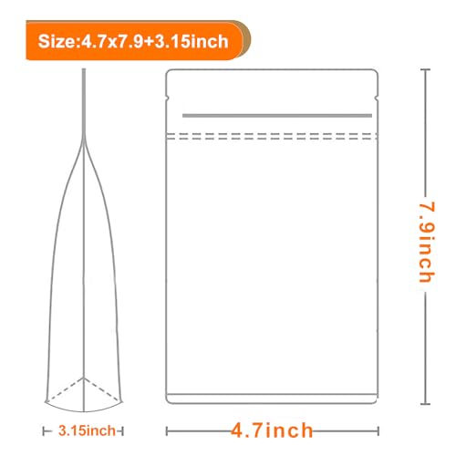 100 PCS Resealable Packaging Bags for Small Business，Kraft Bags With Window Clear Fornt Heat Seal Sealable 4.7"X7.9"Paper Zipper Stand Up Pouches Nut Bag Coffee Cookie Herb Food Bakery Storage - size: 4.7X7.9 INCH
