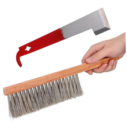 Essential Beekeeping Tools Hive Tool Set Brush and j Hook for Easy Beehive Cleaning and Maintenance
