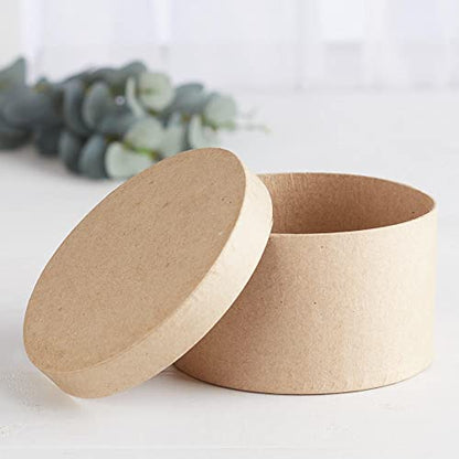 Factory Direct Craft Paper Mache Round Box-(12 Pcs) These Round Papier Mache Boxes Come With Lids. Use as a Jewelry Box or Small Gift Box - color: 12 Round Boxes