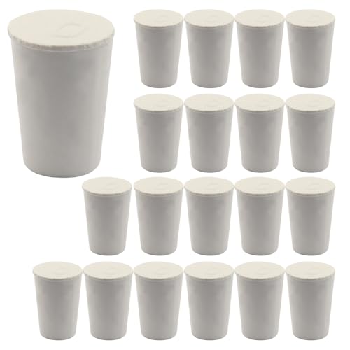 Solid Rubber Stoppers, Size 0#, 20 Pack | Tapered Plugs, White Natural Rubber Bungs, For Test Tubes, Flasks & Lab Equipment - size: 0#
