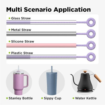 Silicone Straw Cleaner Brush, 2 Pcs Reusable Cleaning Brushes for Straws, 6mm&9mm, Purple - color: Purple