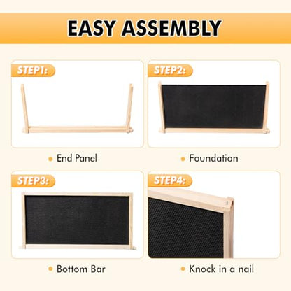 POLLIBEE Deep Brood Bee Frames and Wax Foundations,10 Pack Honey Beehive Frames with Beeswax Coated Food Grade Foundation Sheets, 9-1/8-Inch (Black - size: Deep Black