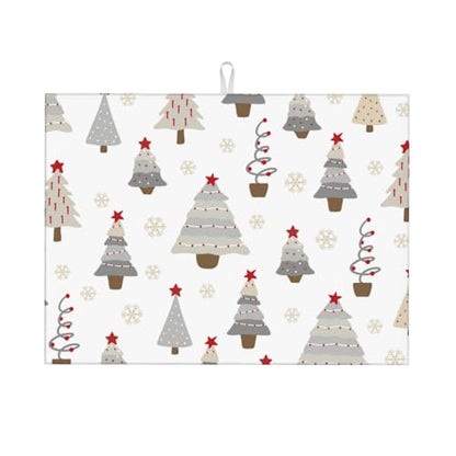 Absorbent Dish Drying Mat For Kitchen Counter, Christmas Tree Microfiber Dish Drying Pad 18x24 Inch, Kitchen Gadgets For Easy Clean Multi-Use - color: Christmas Tree
