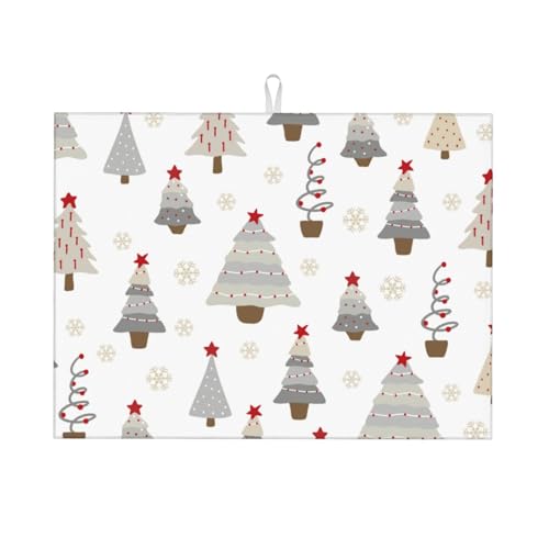 Absorbent Dish Drying Mat For Kitchen Counter, Christmas Tree Microfiber Dish Drying Pad 18x24 Inch, Kitchen Gadgets For Easy Clean Multi-Use - color: Christmas Tree