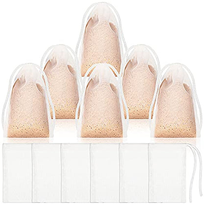Shappy 12 Pcs Aquarium Filter Media Bag Fine Mesh, Reusable 150 Micrometer Nylon Drawstring Mesh Media Bag, High Flow 2.4 x 4 Inch for Fish Tank Activated Carbon, Ceramic Rings